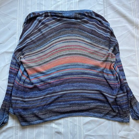 Billabong Boho Blue Orange Open Front Lightweight Sweater Knit Cardigan Large - Picture 8 of 8